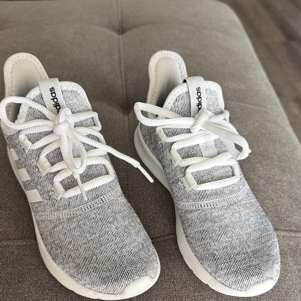 adidas Women’s Cloudfoam Pure Knit Sneakers — Light Gray/White